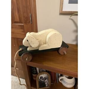 Vintage Wooden Bunny Pull Toy